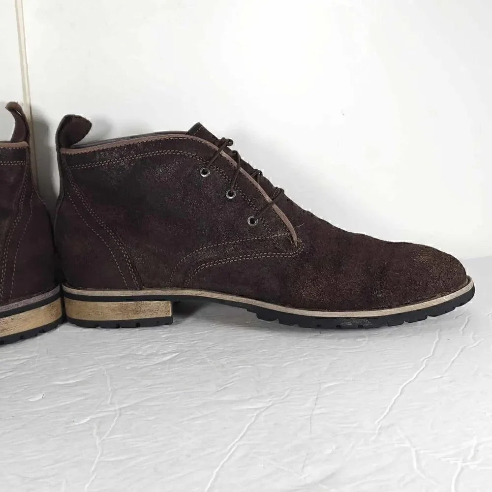 Marc Nason Men’s US 10,5 Brown Suede Leather Lace Up Ankle Chukka Boots Shoes